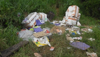Now thermocol waste being dumped along Seraulim side of market road