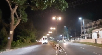 New street lights illuminate Calangute main road