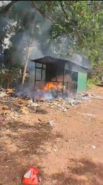 Waste collection centre set afire at Corlim