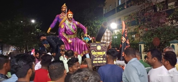 Shiv Premis take charge of Shivaji statue, float