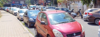 Lack of parking space sees double parking on police station road