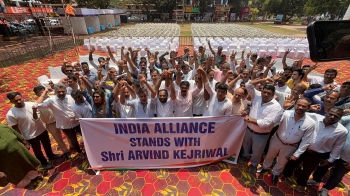 INDIA bloc hits ground with protest in Panaji over Kejriwal’s arrest
