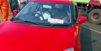 Cops stop outstation car with ‘police’ sticker at Maxem