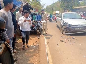 Rider injured in road mishap at Dhavali