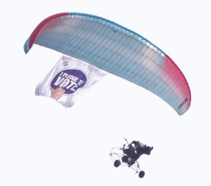 Paragliders spread message on need to vote on May 7