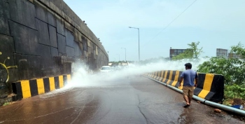 Water gushes from main pipeline in Guirim