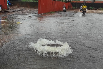 Margao sewage chambers overflow after heavy rains