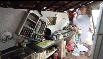 Landslide in Cortalim causes major damage to house