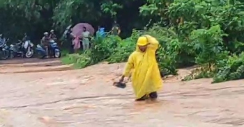 Flooding in Kasarvarne, Chandel, due to water flowing from Mopa airport