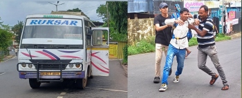 Conductors jostle daily for bus customers at Aquem bus stop