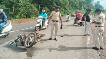 Bike-truck accident in Khandepar: Rider injured