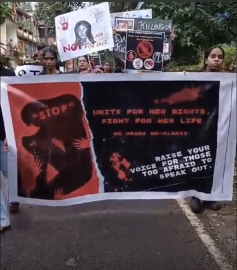 Candlelight march held at Corlim to highlight crimes against women