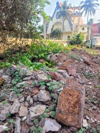 Construction debris outside Benaulim church