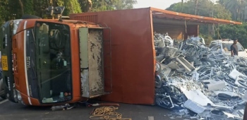 Scrap truck overturns on NH-66, disrupts traffic