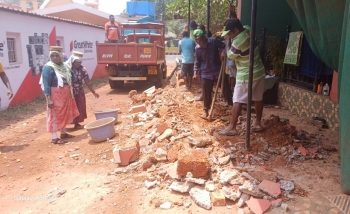 MMC razes compound wall in Agalli, owner cries foul