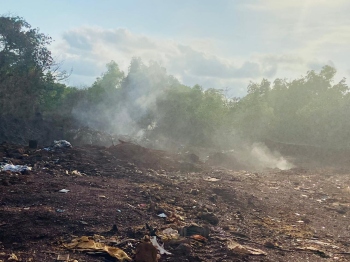 Locals panic as fire reignites at quarry dump in Chanimol