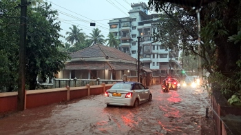 One heavy shower turns Cunchelim road into waterlogged mess