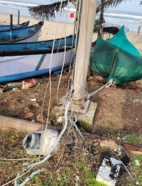 Damaged CCTV camera at Benaulim beach