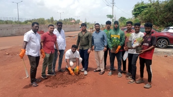 GPYC plants saplings in potholes to protest over poor roads at Sancoale