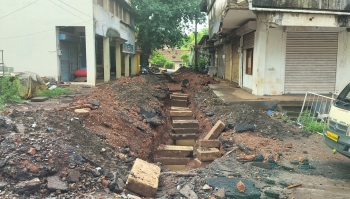 Pre-monsoon works continue in Mapusa despite monsoon rains