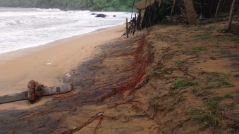 Strong waves pound Polem beach, cause heavy erosion