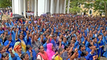 Anganwadi workers boycott work as part of nationwide mass protest