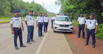 Traffic police crack down on speeding on NH66 in Pernem
