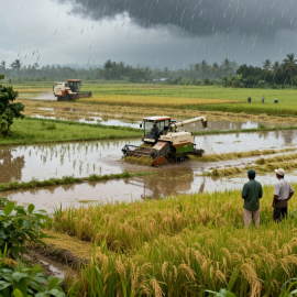 Rains stall paddy harvest, but no major crop loss expected