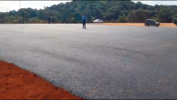 Three helipads ready to receive helicopters with PM at Partagali Math