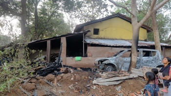 Car reduced to ashes and house partially gutted in fire at Kudnem