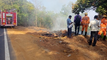 Garbage dump fire in Chorla Ghat damages forest area