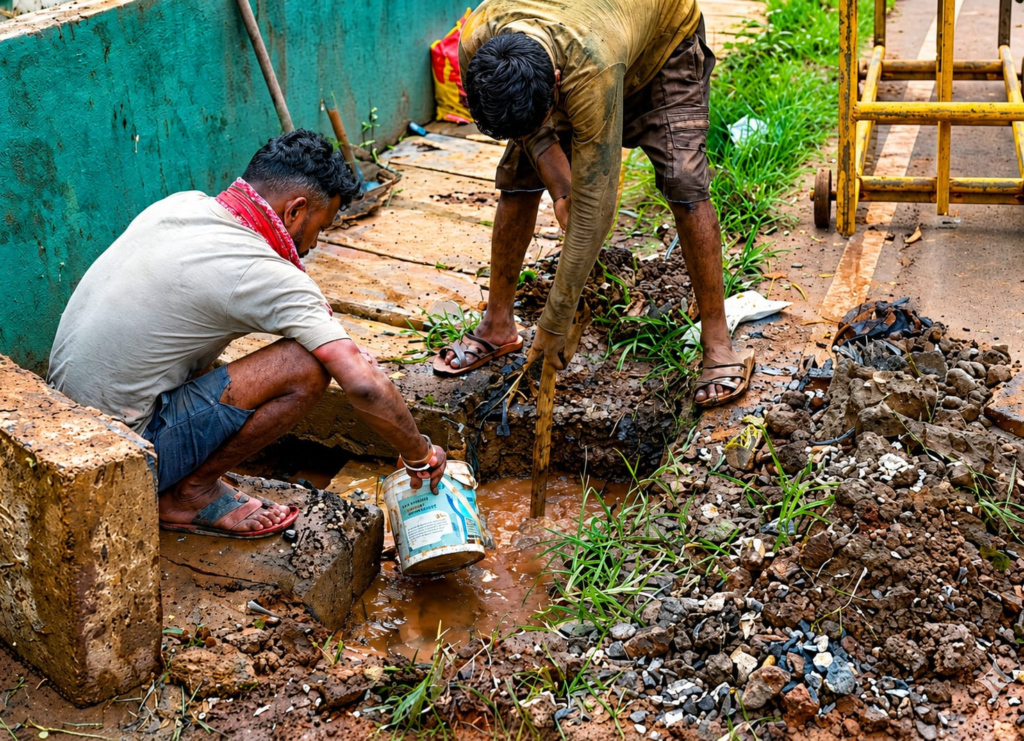 PWD rectifies water leakage near Sanguem bus stand