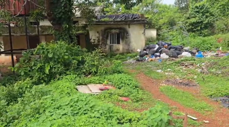 Overgrown bushes, garbage leave Agarwada Govt HS campus in poor condition