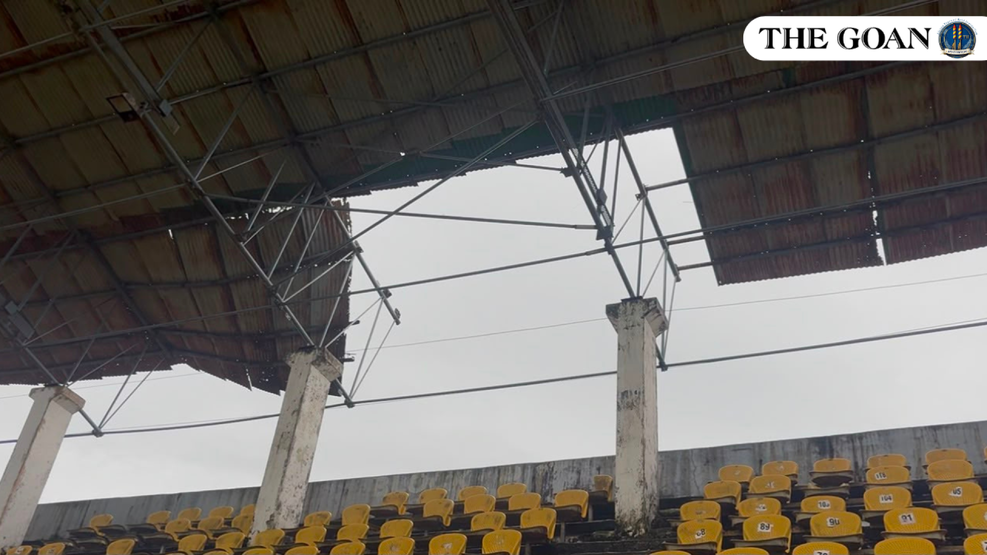 Rusted roof at Nehru Stadium raises safety concerns during monsoon