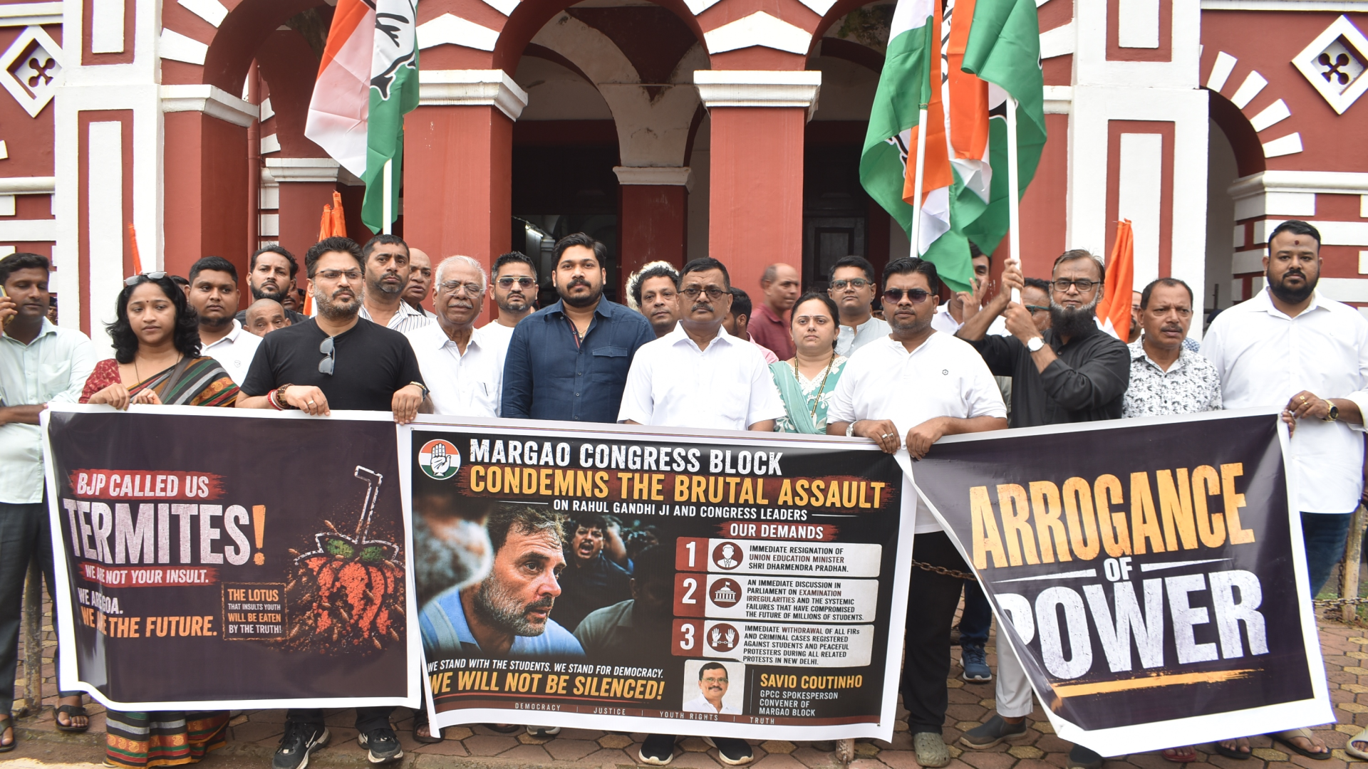 Cong protests attack on students, Rahul in Salcete constituencies