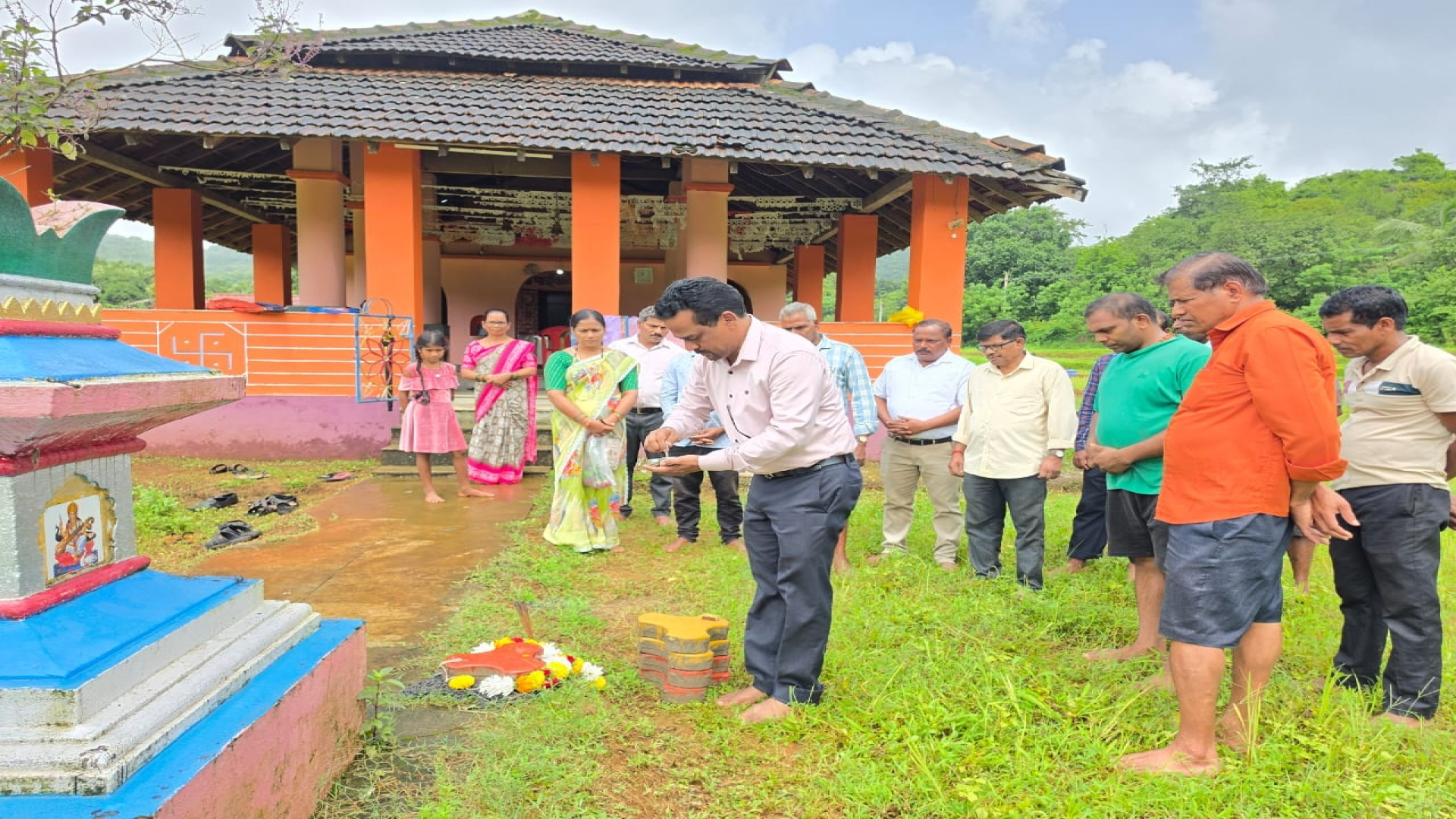 Paver block work begins at Shri Paikdev Temple in Mangal