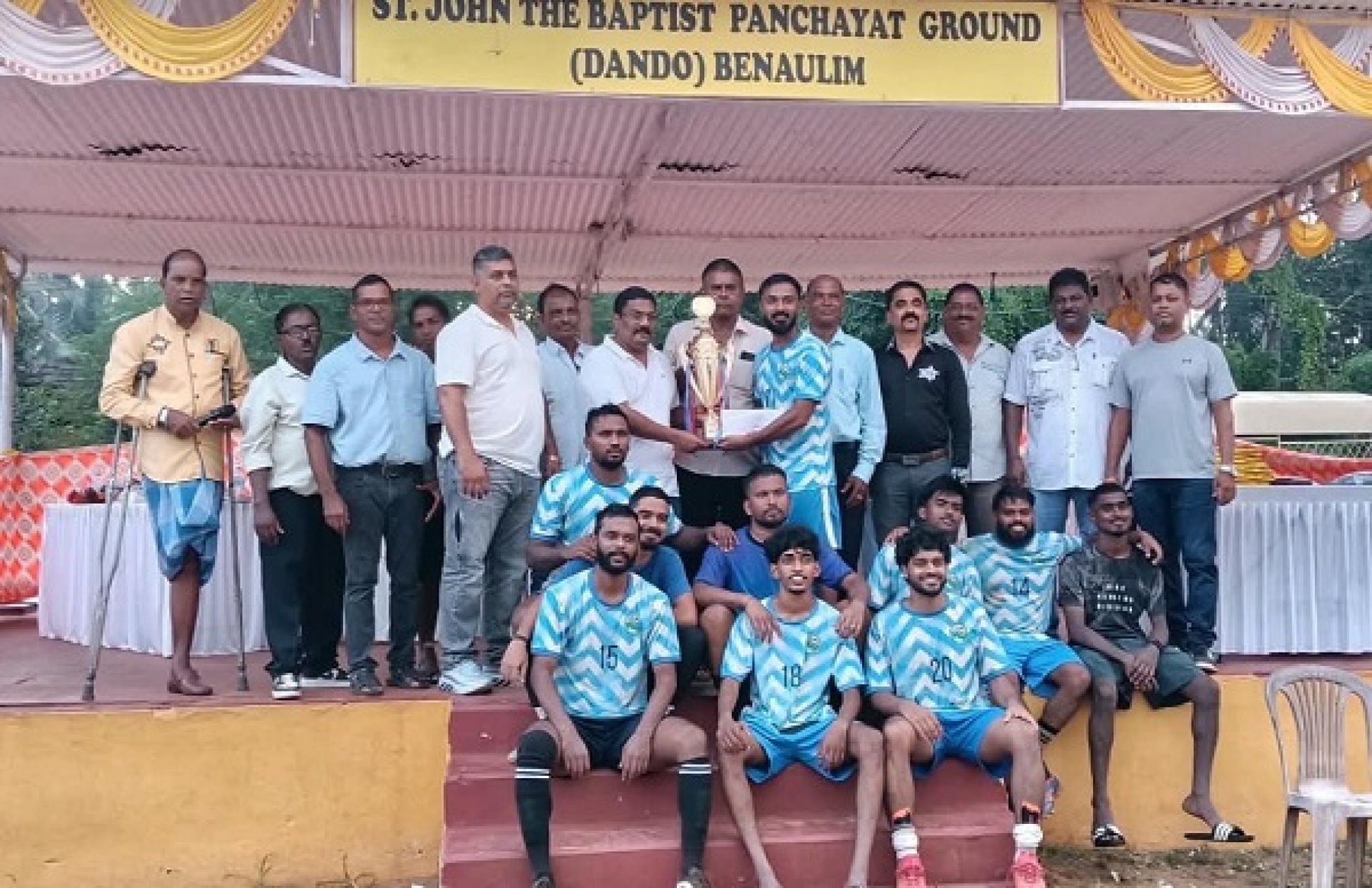 St Sebastian Union Benaulim lift Holy Trinity trophy