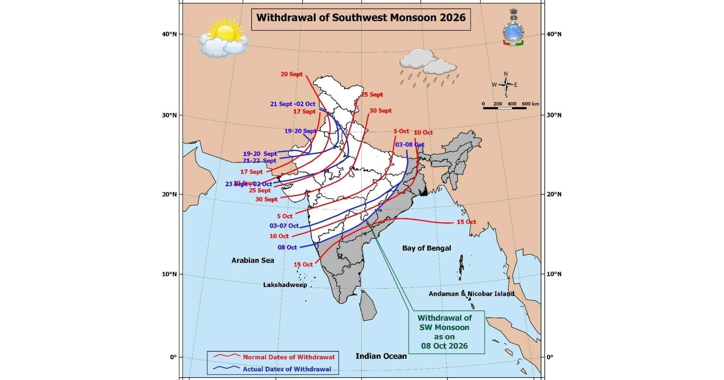 Southwest Monsoon withdraws from Goa as of October 8: IMD