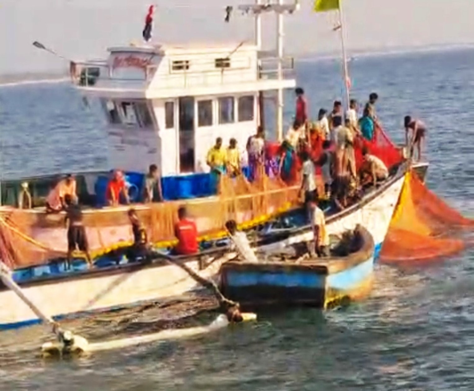 Fishermen flag outside vessels near Goa coast