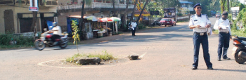 Lone plant & stones act as traffic regulator at Khareband