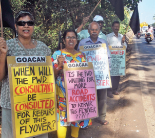Protest at Margao flyover to highlight its pathetic state