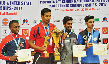 Sharath equals Kamlesh’s record; Suthirta wins women’s title