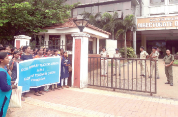 Jobless D Ed youth agitate in front of education department