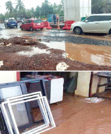 As was feared, ongoing bridge work in Cortalim causes severe rain pain