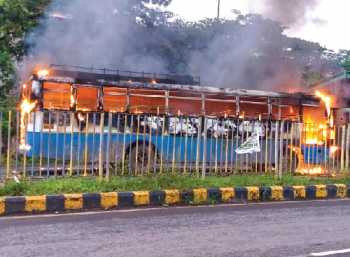 Kadamba bus goes up in flames