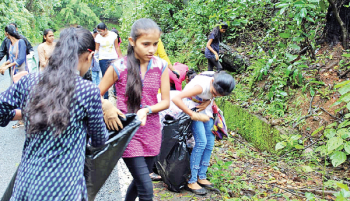 Empty liquor bottles among one tonne of garbage collected at Chorla Ghat