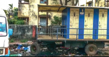 Mobile toilet occupies parking space, motorists raise stink