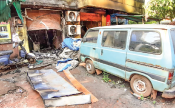 BoI ATM, two bikes & one car go up in flames at Baina