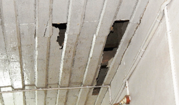 Crumbling ceiling explains the rot at Curtorim PHC