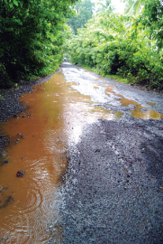 Potholed road leading to Selaulim dam, Sanguem ind’l estate poses danger